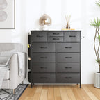 12-Drawer Fabric Dresser With Wood Top And Metal Frame