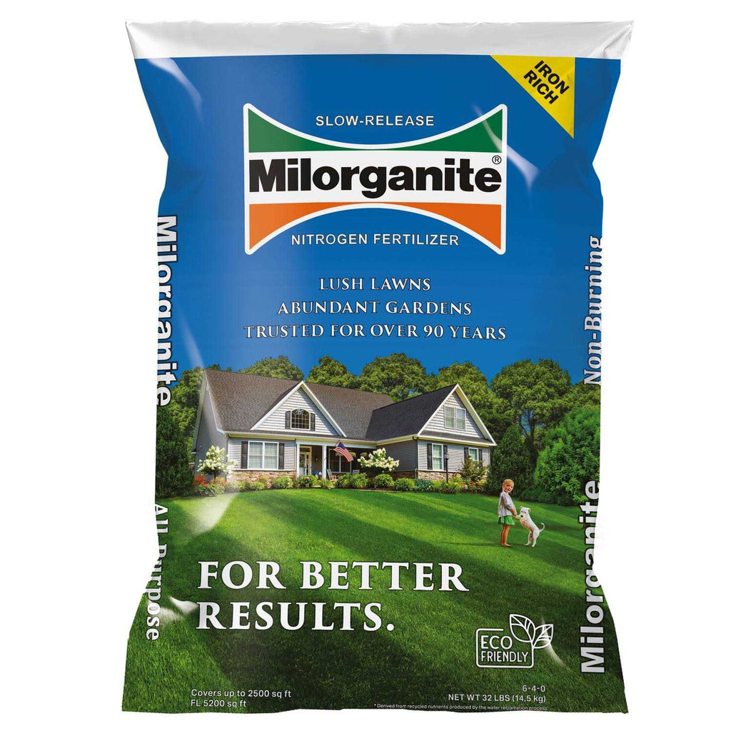 Milorganite Slow-Release Nitrogen Lawn Fertilizer, 32 lb