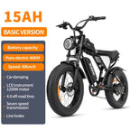 1500W Electric Mountain Bike 48V 20Ah, 20 inch Fat Tires, Shimano 7-Speed, Full Suspension - q20-1500w