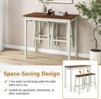 3-Piece Counter Height Bar Table Set With 2 Stools And 2 Wine Holders - Cream White & Walnut