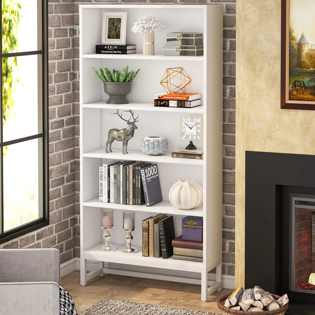 5-Tier Bookcase 31.5 Inch Wide x 11.81 Inch Deep x 70.87 Inch Tall - Sandalwood, Walnut, White, Black