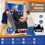 Costway Dual Shot Basketball Arcade Game, Blue, 8 Game Modes, 81in x 43in x 81in