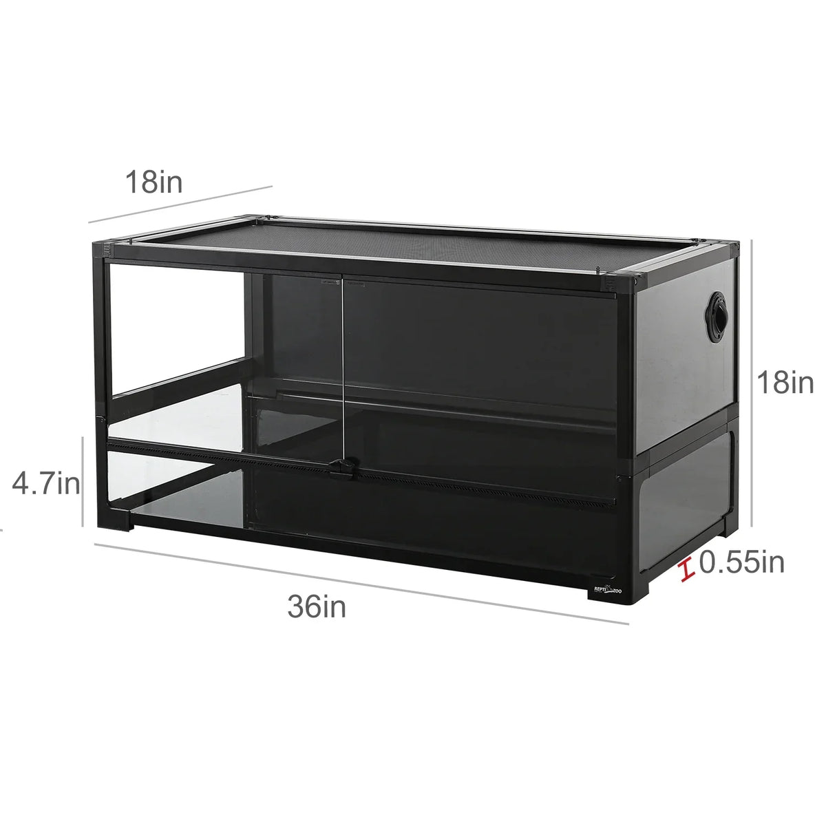 REPTI ZOO 40 Gallon Tempered Glass Reptile Terrarium Tank 36x18x18 in