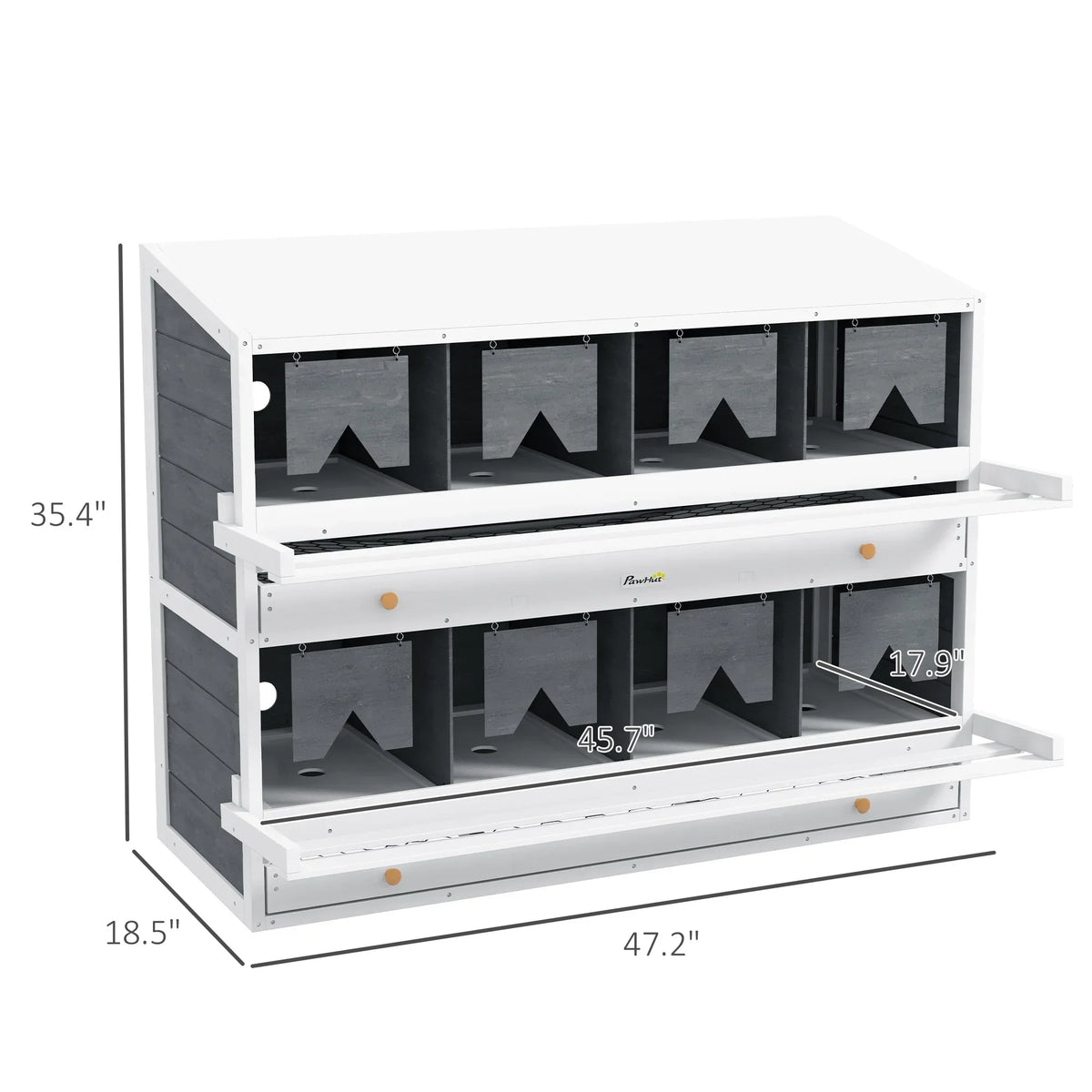 PawHut Chicken Nesting Boxes With 2 Egg Collection Trays, 8 Compartments