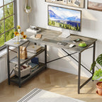 Small L-Shaped Computer Desk With Reversible Storage Shelves - 55-Inch / 47-Inch
