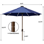 EliteShade 9ft Market Patio Umbrella With 80 LED Lights, Ruby