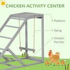 PawHut Chicken Activity Play Center With Swing, Perches And Platform, Pastel Gray - D51-350V00GY