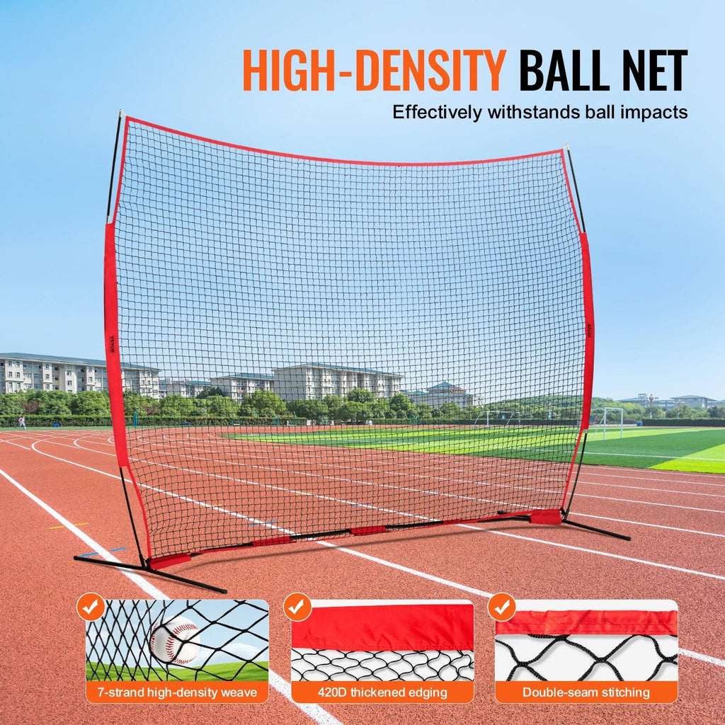 VEVOR Barricade Backstop Net, 12x9 ft Ball Sports Barrier Netting With Carry Bag - SSPDYBQ004