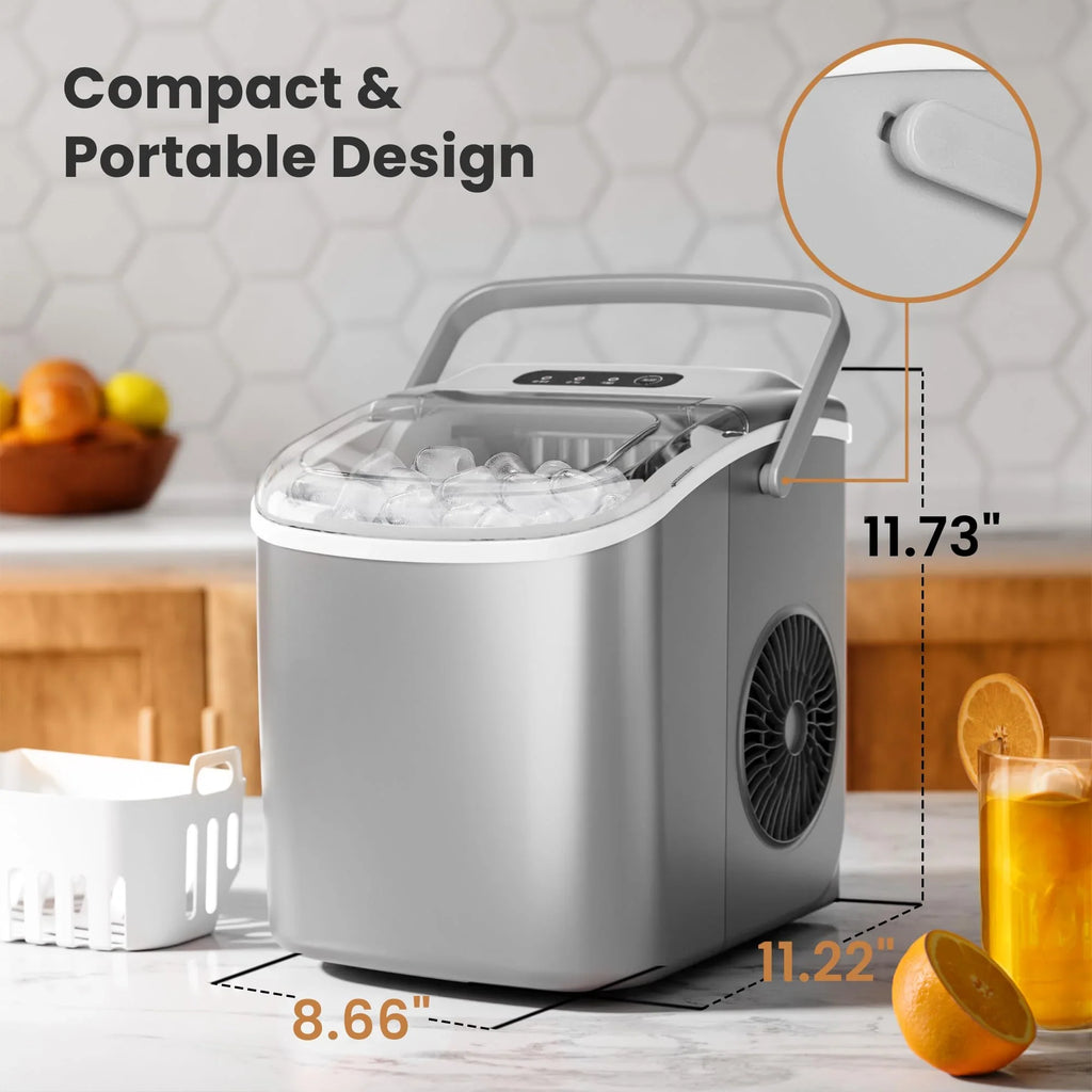 Crzoe Countertop Ice Maker With Handle, 26 Pounds - Countertop Ice Maker