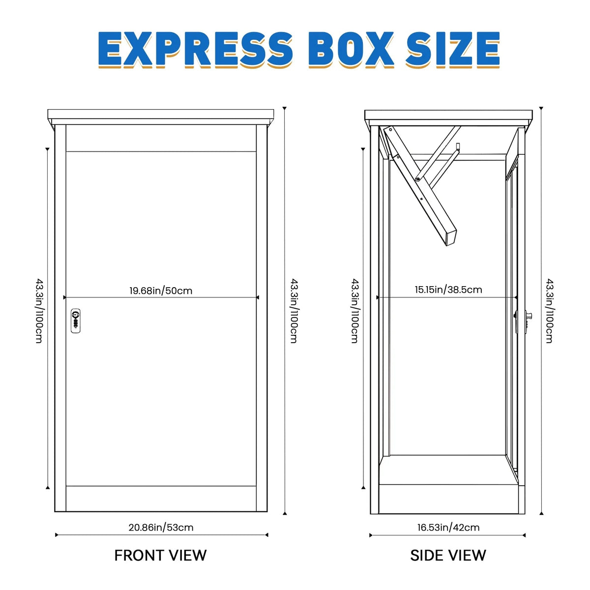 Gaonala Steel Package Delivery Box 19.6x14.4x44.9in Lockable Weather-Resistant Black
