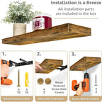 Floating Engineered Wood Wall Shelves, Set Of 3, 23.75 in x 9.25 in