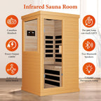 Far Infrared Home Sauna Spa Room, Canadian Hemlock Wood, 1200W, 110V, 35.2 x 27.6 x 61.6 Inch