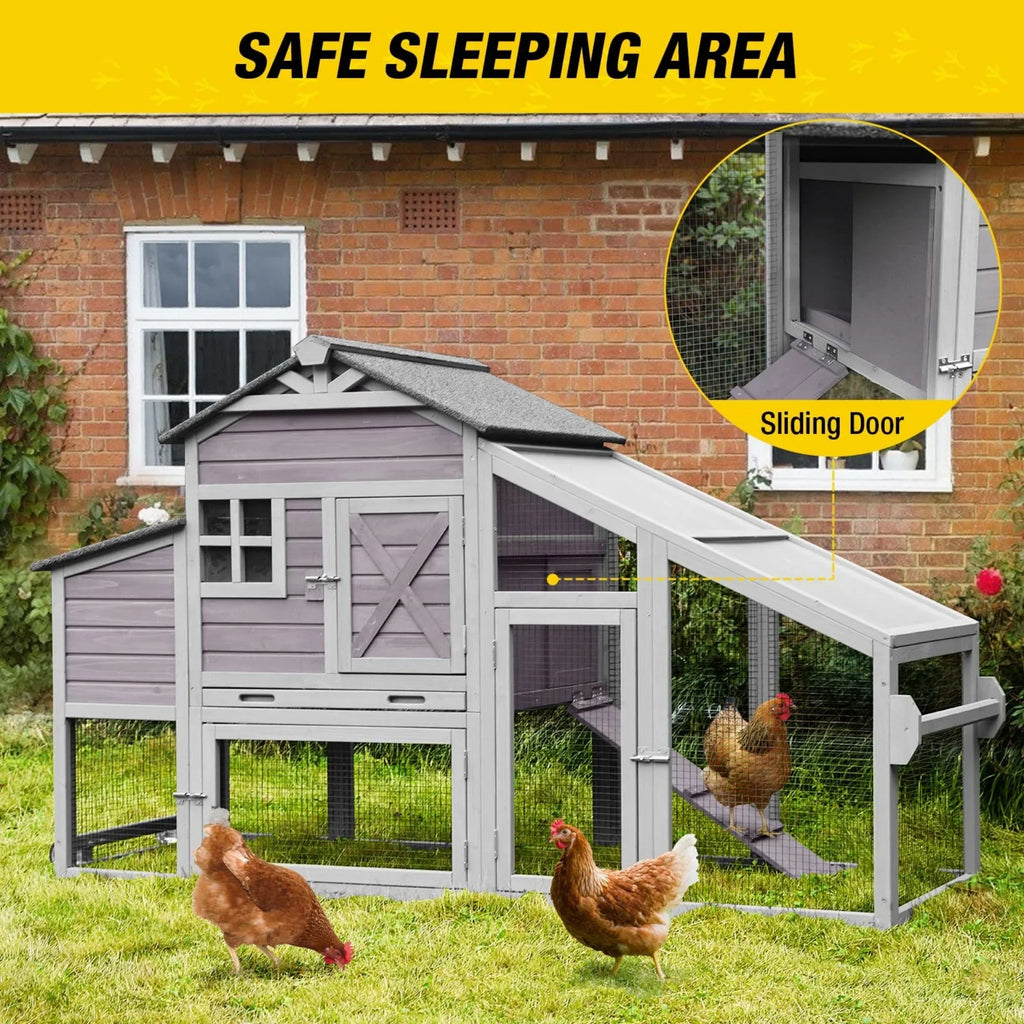 Aivituvin Mobile Chicken Coop Hen House With Wheels And Handrail For 2-4 Chickens