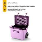 RTIC Ultra-Light Wheeled Hard-Sided Cooler, 22 QT, Fits 28 Cans or 6 Wine Bottles, White & Grey