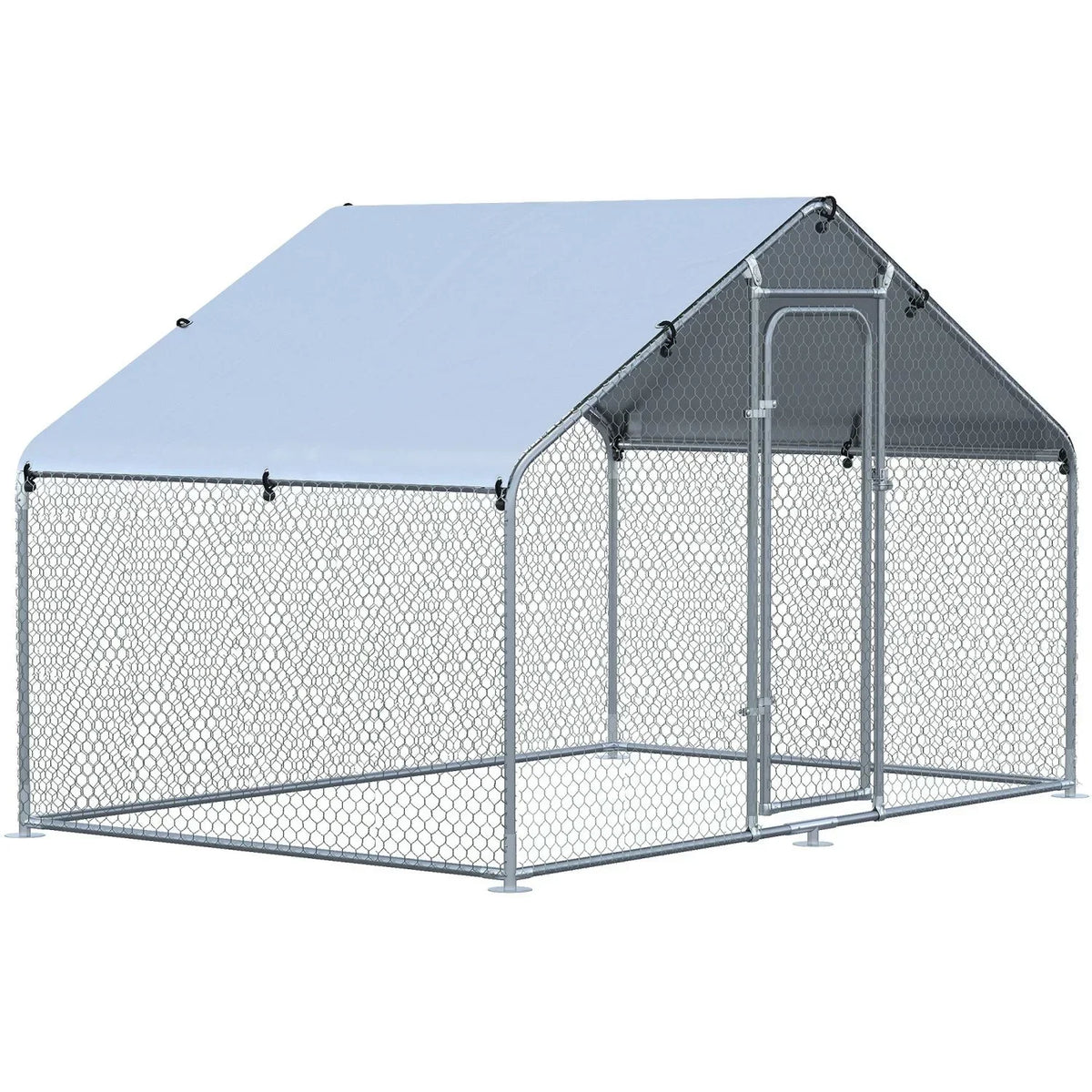 PawHut Walk-In Chicken Coop Run With Waterproof Anti-UV Cover - 9.8' x 6.6' x 6.4', 1.26 in Tube Diameter