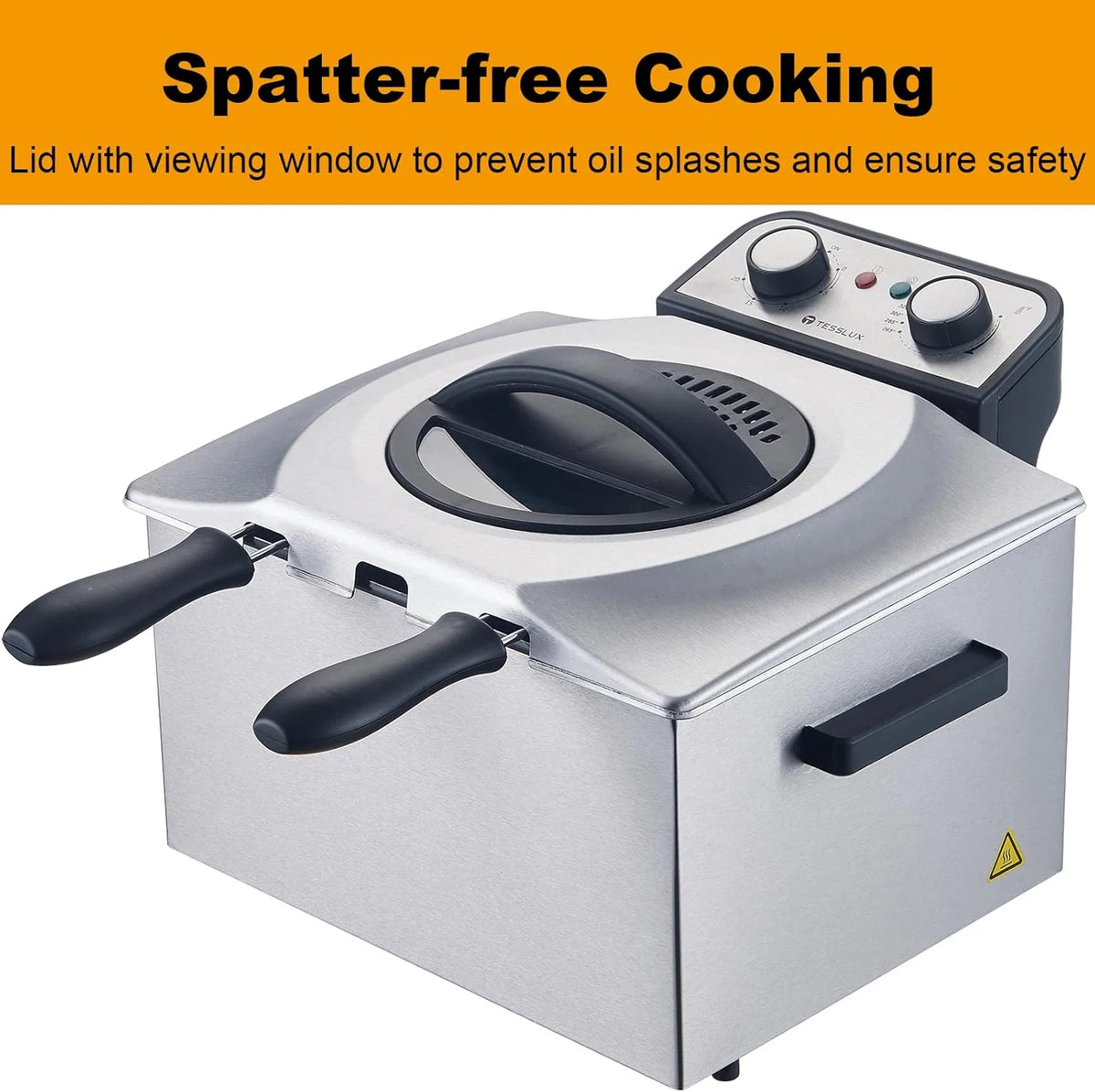 Electric Deep Fryer With Basket, 5.3 Quart, Stainless Steel