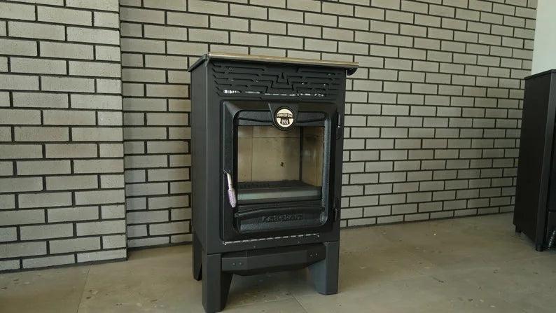 Indoor Wood Burning Cooking Stove 57cm x 55,5cm x 99,5cm, Matte Black - Stove 315