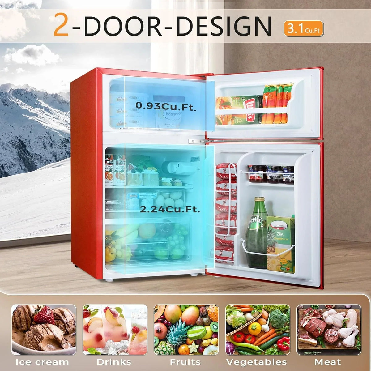 Antarctic Star Compact Mini Refrigerator 3.2 cu ft, Green - F90GR