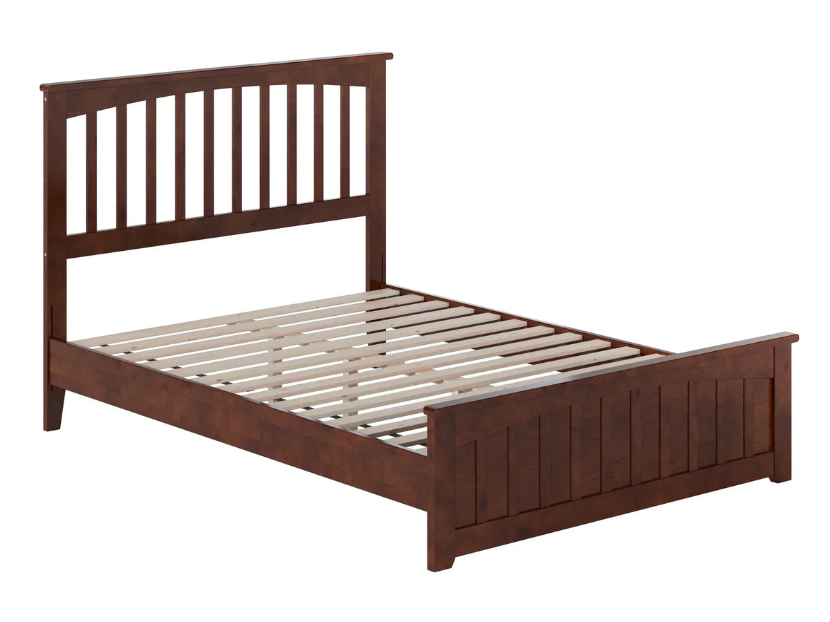 AFI Becket Full Solid Wood Low Profile Platform Bed With Matching Footboard, Walnut