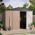 AECOJOY Metal Outdoor Storage Shed 8 ft x 6 ft - Lockable Doors