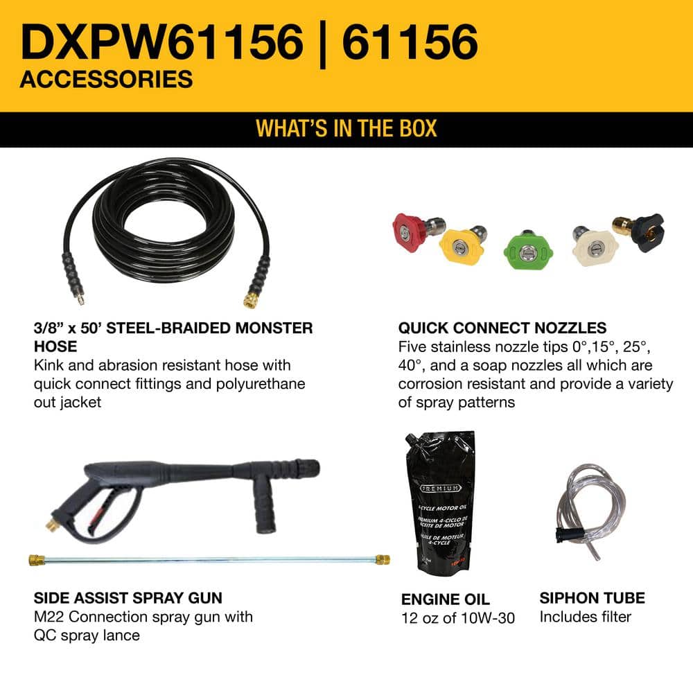 DEWALT Gas Cold Water Pressure Washer 4400 PSI 4.0 GPM With 420cc Engine - DXPW61156