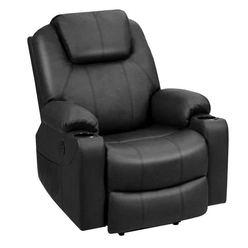 Electric Power Lift Recliner Chair With Leather Massage, Lumbar Heating, 8 Vibrating Nodes, Cup Holders And USB Port