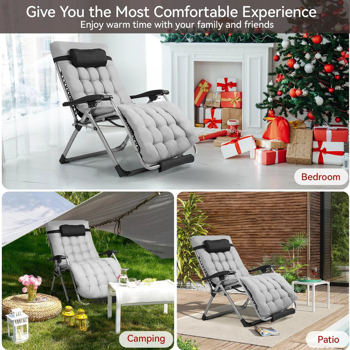 VECUKTY XXL Zero Gravity Chair, 500lb Capacity, 33-Inch Wide Padded Seat