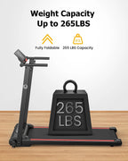 UREVO Folding Treadmill - 2.25HP, 12 HIIT Modes, 265 lbs Capacity, Yellow Or Red