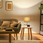 Touch Control Table Lamp With 2 USB Ports, 1 AC Outlet, 2 Phone Stands, Black Wooden Base And Grey Shade