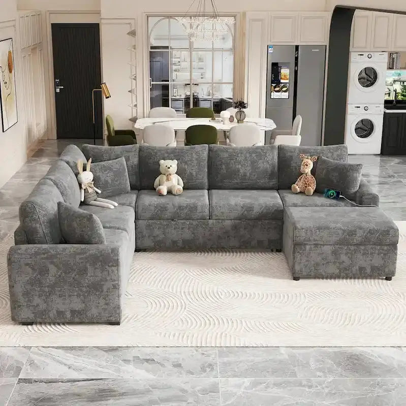 Modular Sectional Sofa With Pull-Out Sleeper Function - Convertible Couch Bed For Small Spaces