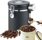 Coffee Storage Canister With Spoon, Date Tracker And One-Way Exhaust Valve - 1200ml, 1500ml, 1800ml