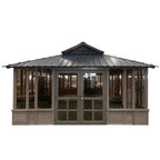 Solid Wood Patio Gazebo, 28 Ft W x 15.5 Ft D