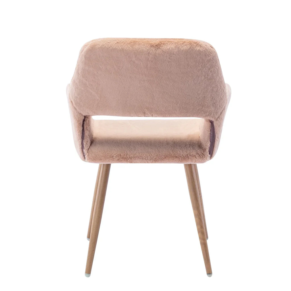 HengMing Faux Fur Mid Century Dining Side Chairs With Painted Steel Legs