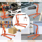 JoanKaren Hydraulic Engine Hoist 4400 lbs, Folding, Yellow - PAU_0LMM