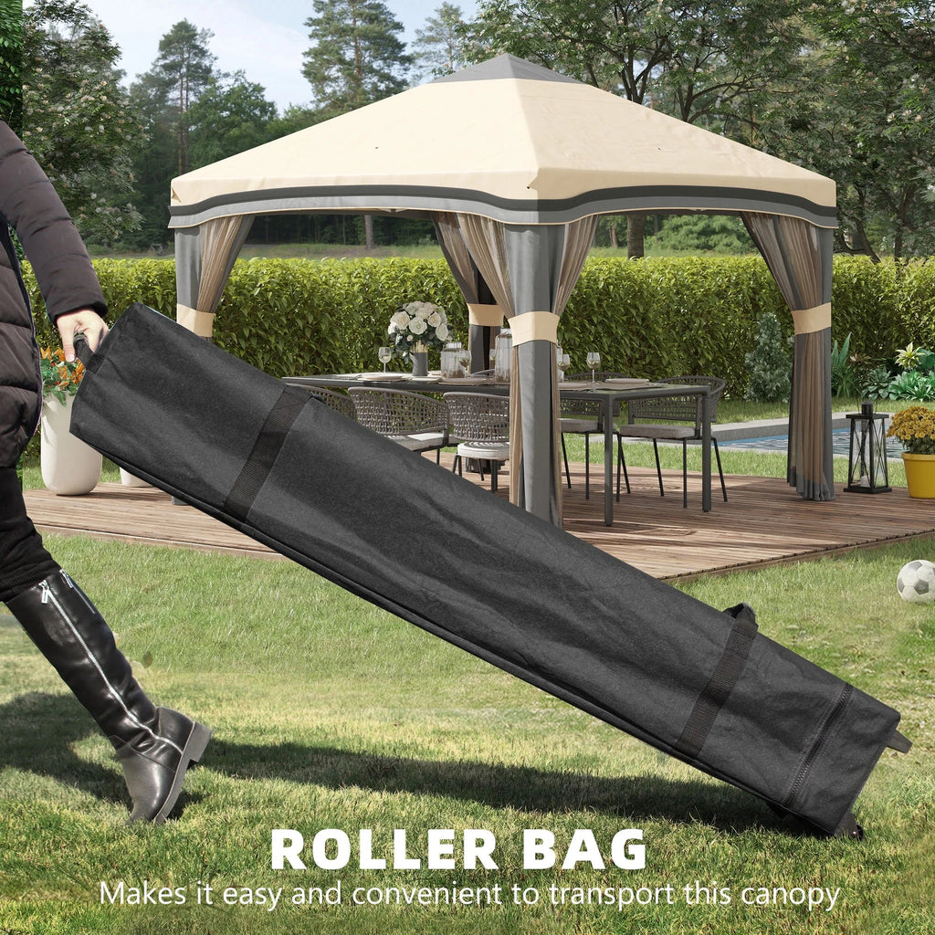 Outsunny Pop-Up Canopy With Mesh Netting, Wheeled Carry Bag And 4 Sand Bags, Beige, 10' x 10' - 84C-405V01BG