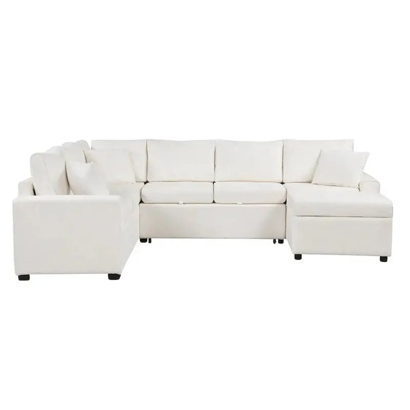 Modular Sectional Sofa With Pull-Out Sleeper Function - Convertible Couch Bed For Small Spaces