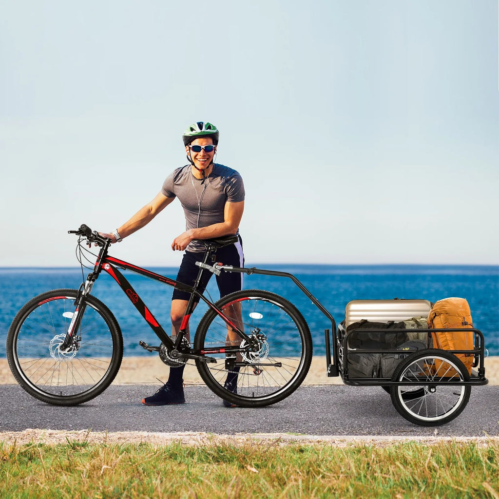 Ktaxon Two-Wheel Bicycle Cargo Trailer, Black, 16 in Inflatable Wheels