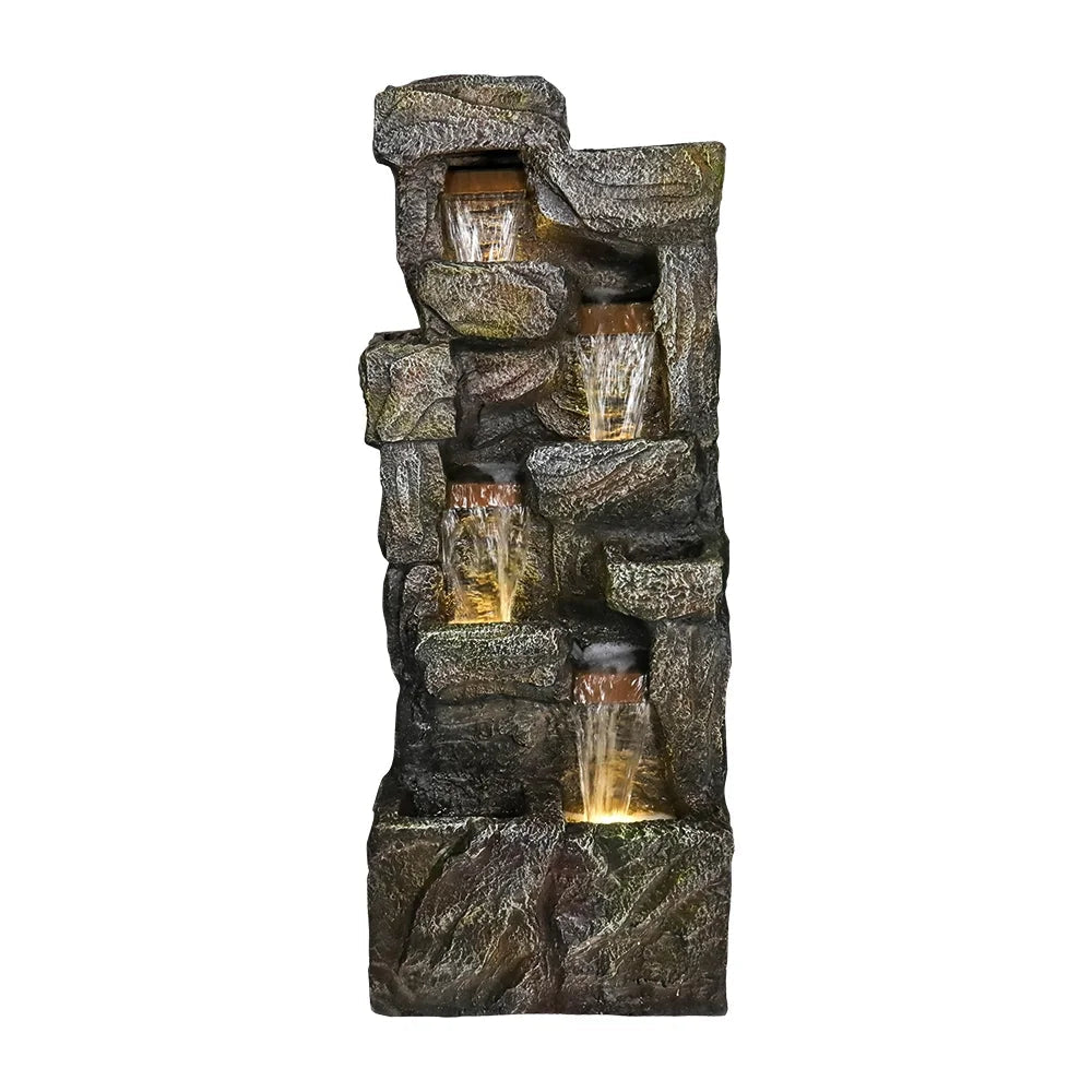 Outdoor Garden Water Fountain, 4 Tiers, 55.5 in High, Glass Fiber Reinforced Concrete