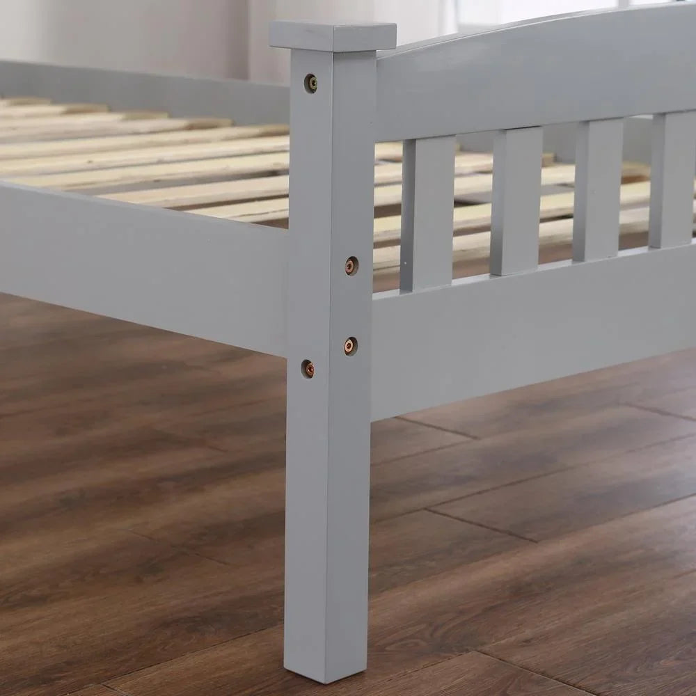 Ktaxon Wood Bed Frame With Headboard And Footboard, Gray Twin Size