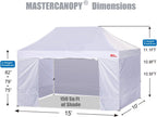 MASTERCANOPY Heavy Duty Pop-Up Canopy Tent With Sidewalls, 10x15 White - PKG