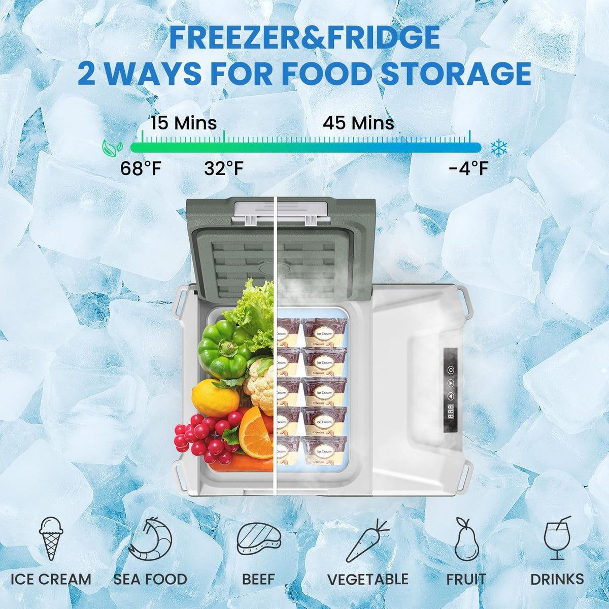 Alpicool 12V Car Refrigerator 10 Quart Portable Fridge 12/24V