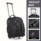 Rolling Backpack With Retractable Handle, Aluminum Frame, Oxford Fabric, Black