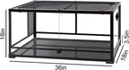 REPTI ZOO 50-Gallon Double-Door Glass Reptile Terrarium, 36 x 18 x 18 in - RK0119