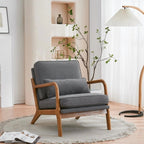 Linen Accent Lounge Chair With Solid Wood Frame, 25.6in D x 34.6in W x 36.6in H