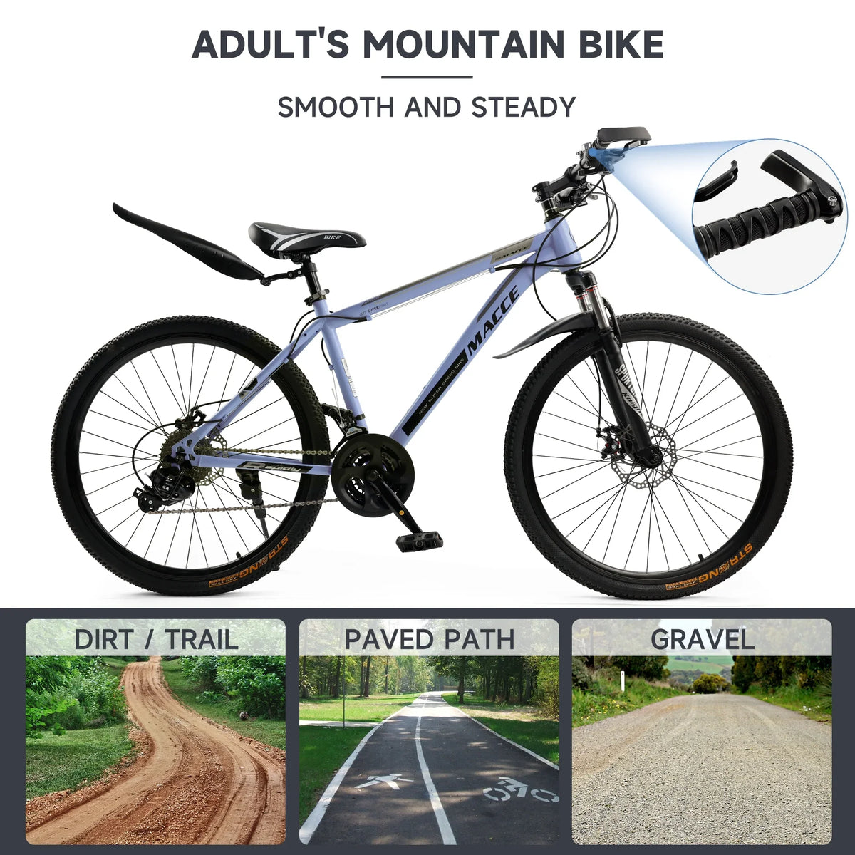 ARTUDATECH 26 Inch 27-Speed Dual Suspension Mountain Bike - Silver, Blue, Gray And Red