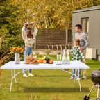 8 Foot Bi-Fold Outdoor Folding Table, White