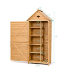 Gymax Outdoor Wooden Garden Tool Storage Shed With 5 Shelves, 28'' x 18'' x 63'' - Natural