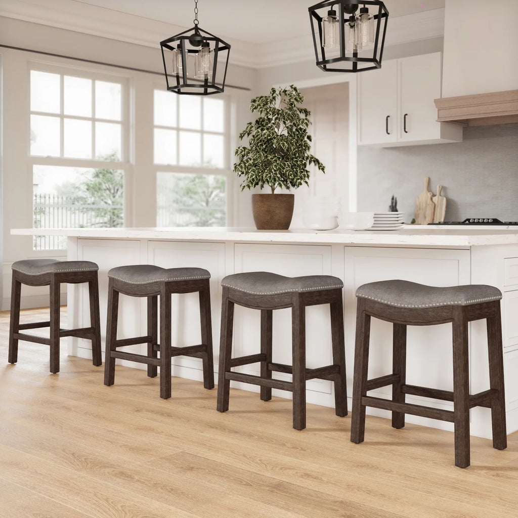 Ridge Home Goods 26 Inch Saddle Wood Counter Height Stool - Weathered Natural
