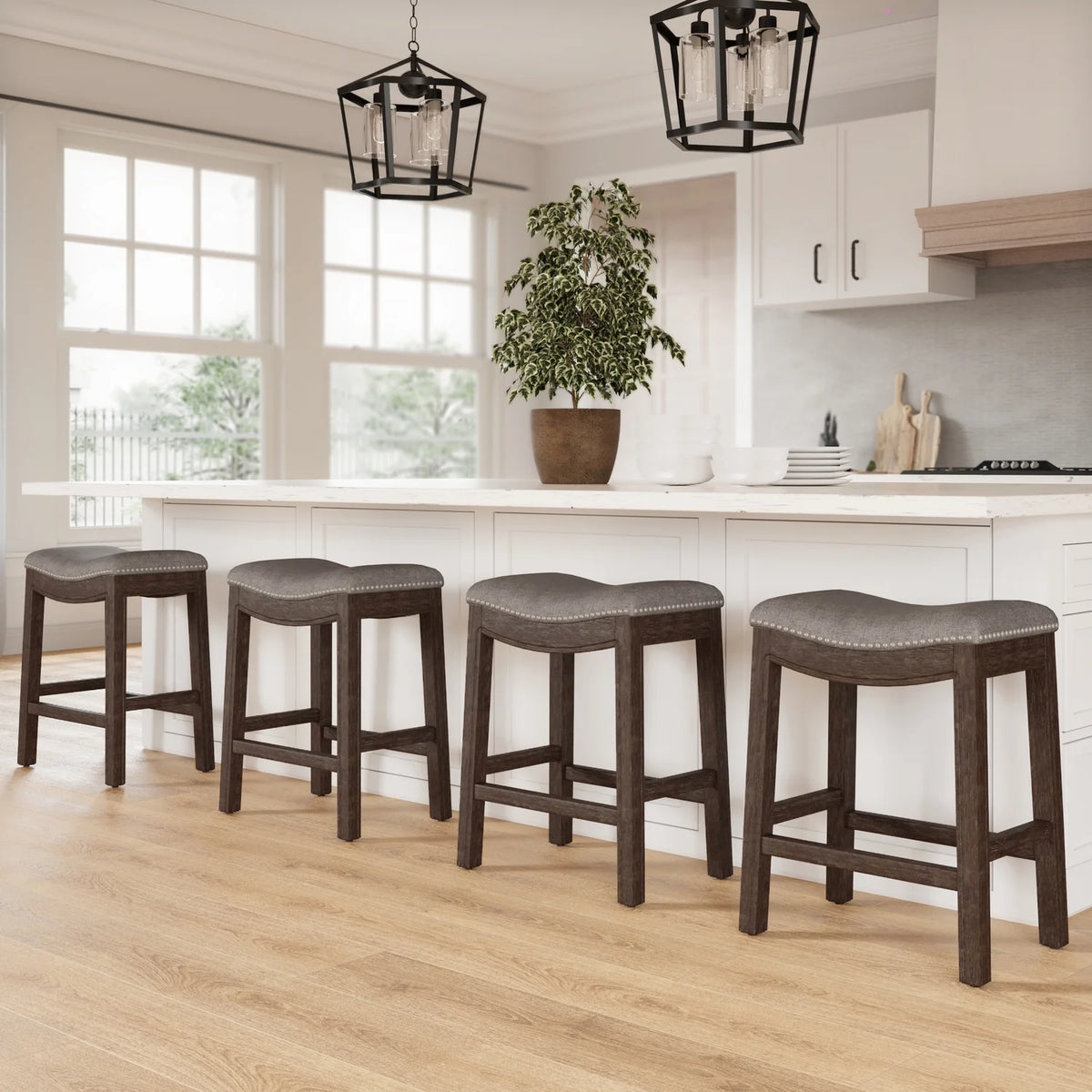 Ridge Home Goods 26 Inch Saddle Wood Counter Height Stool - Weathered Natural