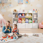 Xilingol Kids Toy Storage Organizer With 6 Removable Bins, 4-Tier Cubbies And 2 Movable Drawers